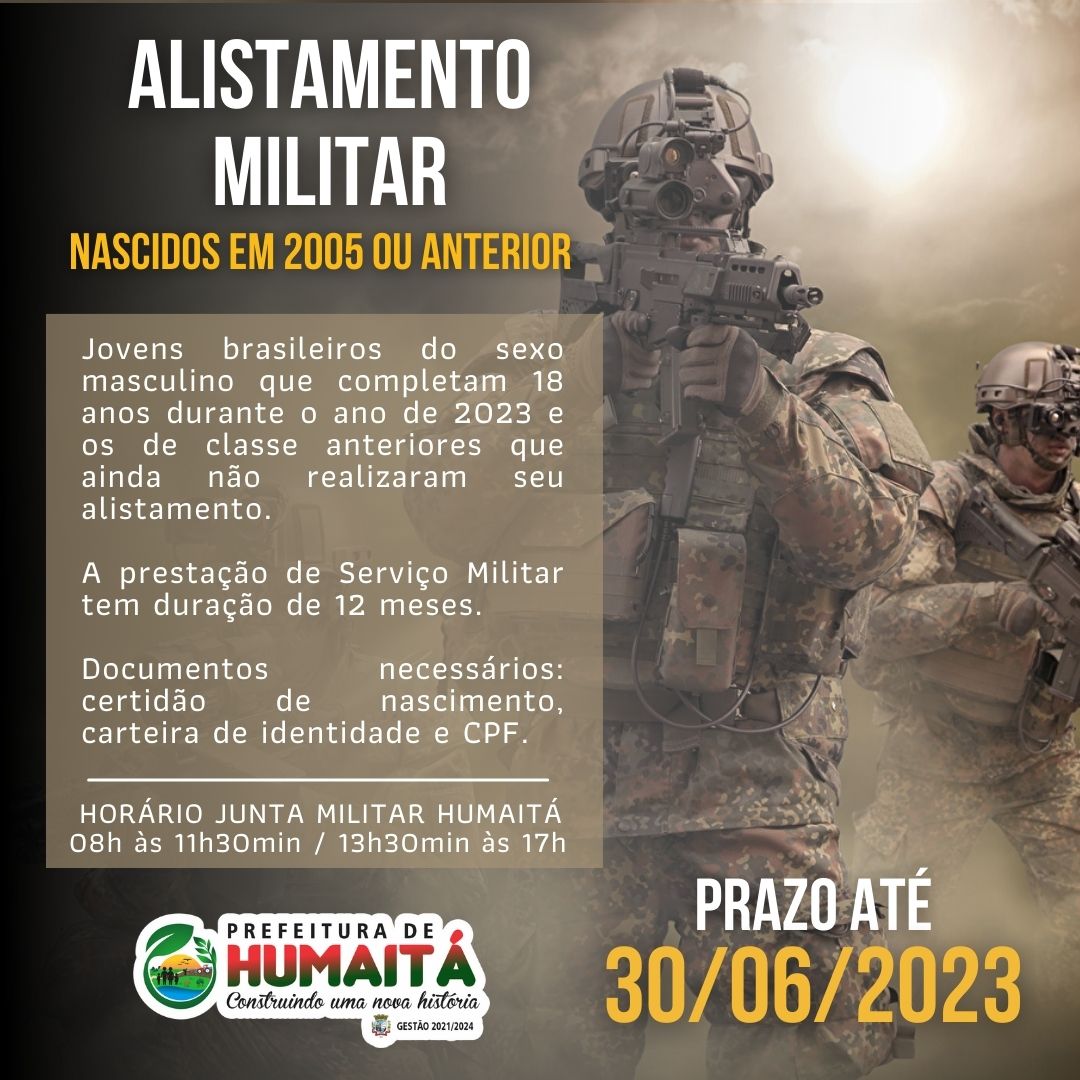 Alistamento Militar para 2023  Prefeitura Municipal de Santa Branca